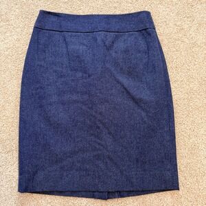 Banana Republic Pencil Skirt Womens 2P Blue Indigo Denim Look Stretch Career